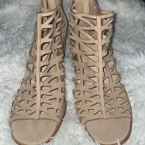Cutout open toe booties
